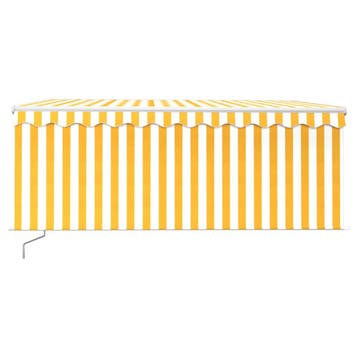 vidaXL Handmatig Zonnescherm 3,5 x 2,5 m Geel en wit, Verzenden, Nieuw