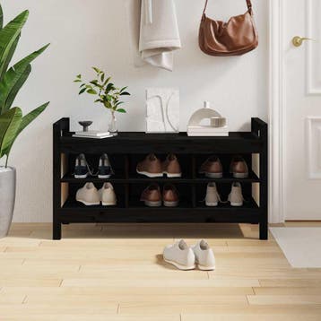 vidaXL Halbankje 110x40x60 cm massief grenenhout zwart, Verzenden