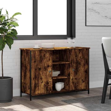 vidaXL Dressoir 100x35x70 cm bewerkt hout gerookt, Huis en Inrichting, Kasten | Dressoirs, Verzenden, Nieuw