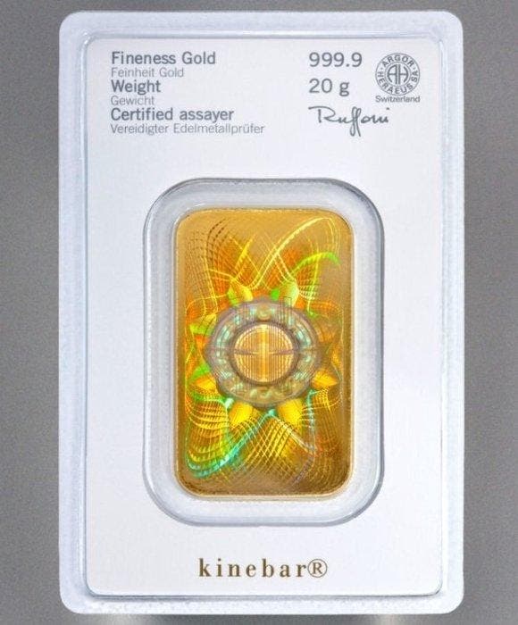 20 gram - Goud - Kinebar - Heraeus, Postzegels en Munten, Edelmetalen en Baren