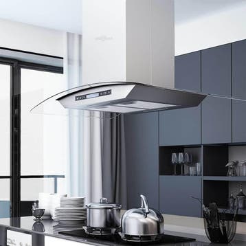 vidaXL Eilandafzuigkap LCD-scherm sensor 756 m³/u LED 90 cm, Elektronische apparatuur, Verzenden, Nieuw