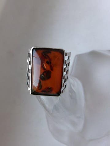Zilver, Amber - Ring - Art Deco FISCHLAND