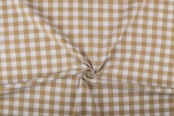 Brabants bont stof camelbruin wit geruit - 18mm geruit, Hobby en Vrije tijd, Stoffen en Lappen, 120 cm of meer, 200 cm of meer