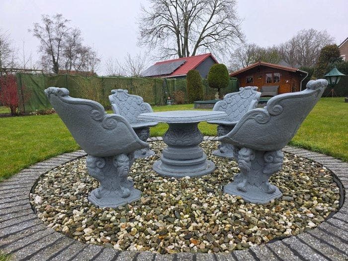 Tuinmeubelset - gegoten steen/beton - Barokstijl gietsteen, Antiquités & Art, Curiosités & Brocante