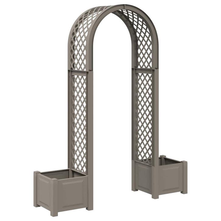 vidaXL Rozenboog met plantenbak Grijs 168,5 x 43 x 207 cm PP, Bricolage & Construction, Conteneurs, Envoi