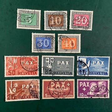 Zwitserland 1945 - Selectie PAX met de hoge waardes - Michel, Gestempeld
