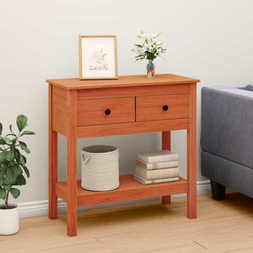 vidaXL Wandtafel met lade Wasbruin 75 x 35 x 75 cm Massief, Huis en Inrichting, Tafels | Bijzettafels, Verzenden, Nieuw