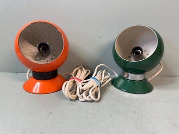 Tafellamp - Twee Vintage Space Age Magneet Bollampen –