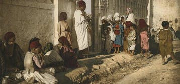 Photochrom Zurich (XIX) - Alger, mendiants devant la mosquée