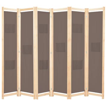 vidaXL Kamerscherm met 6 panelen 240x170x4 cm stof bruin, Verzenden, Nieuw