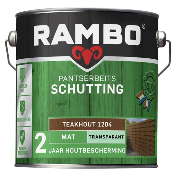 Rambo Pantserbeits Schutting Mat Transparant Teakhout 2.5L, Bricolage & Construction, Peinture, Vernis & Laque, Envoi