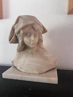 Buste, Italiaanse vrouwen buste - 26 cm - Albast - 1910, Antiek en Kunst, Antiek | Keramiek en Aardewerk