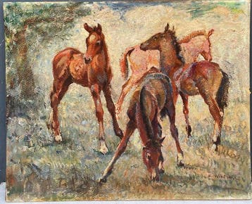 Edgard Wiethase (1881–1965) - Chevaux et poulains dans un