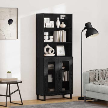 vidaXL Highboard 2 pcs Zwart Eiken Bewerkt hout, Verzenden