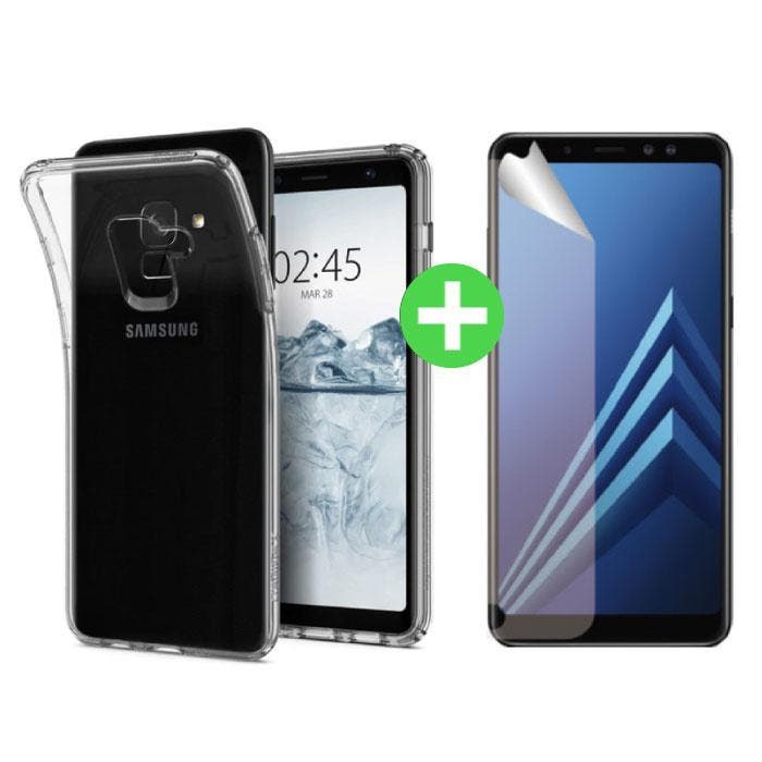 Samsung Galaxy A8 2018 Transparant TPU Hoesje + Screen, Telecommunicatie, Mobiele telefoons | Hoesjes en Screenprotectors | Overige merken