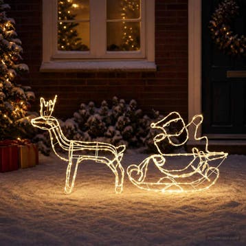 vidaXL Kerstversiering rendier en slee LOVIISA 320 LEDs, Diversen, Verzenden, Nieuw