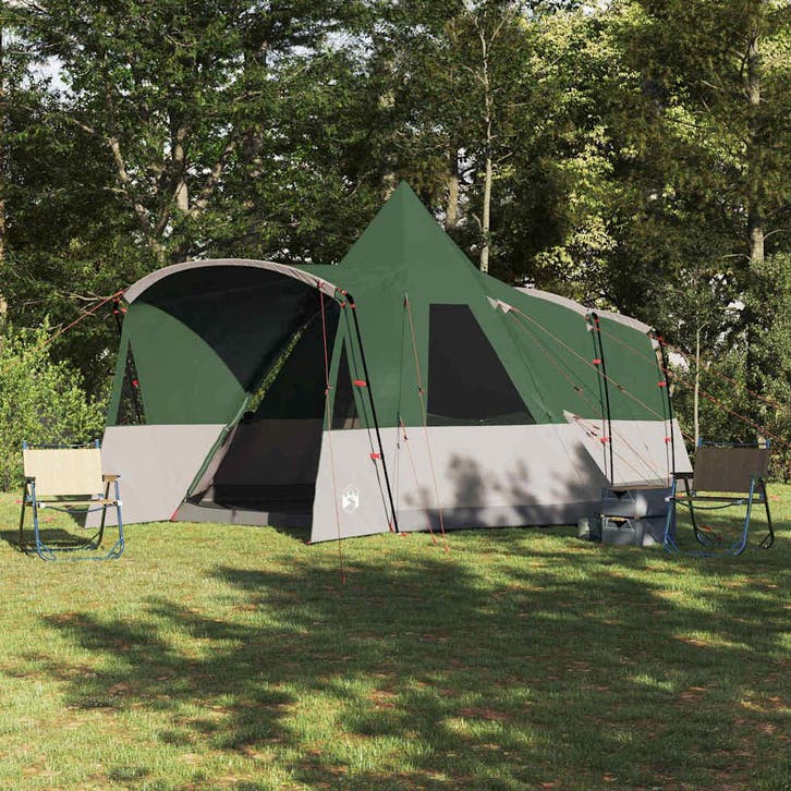 vidaXL Teepee Tent voor 8 Personen met dak Groen 720 x 465 x, Caravanes & Camping, Tentes, Envoi