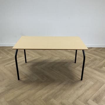 kantinetafel 140x80 cm, beige - zwart, Bureau