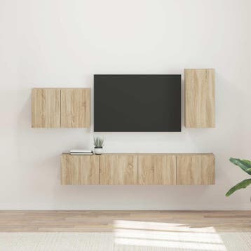 vidaXL Tv Wandkast Set 4 st Sonoma Eik Bewerkt hout, Verzenden, Nieuw