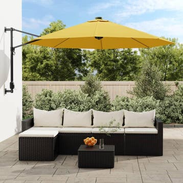 vidaXL Wandparasol 290 cm geel, Tuin en Terras, Verzenden, Nieuw