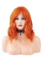 Luxe Oranje Rode Pruik Curtain Bangs Pony Schouderlengte Haa, Ophalen of Verzenden, Nieuw