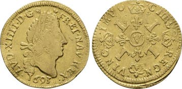 1/2 Louis dor Troyes 1693 V Frankreich: Ludwig Xiv, 164..., Verzenden