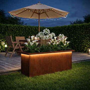 vidaXL Tuinplantenbak met led Roestkleurig 30 x 80 x 30 cm, Verzenden, Nieuw