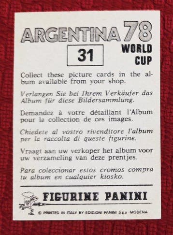 Panini WC Argentina 78 #31 Franz Beckenbauer Sticker - Near, Collections