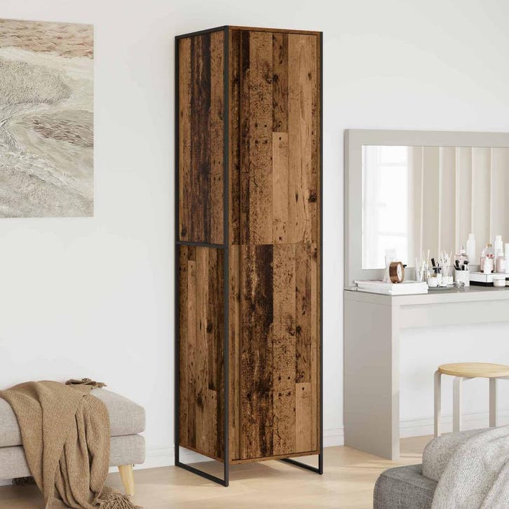 vidaXL Kast met opslag 2 pcs Oud Hout 50 x 50 x 200 cm, Huis en Inrichting, Kasten | Kleerkasten, Nieuw, Verzenden