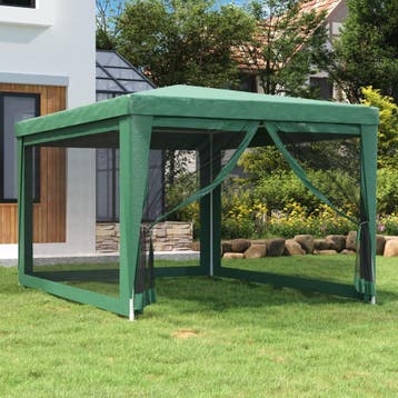 vidaXL Partytent met 4 mesh zijwanden 3x4 m HDPE groen, Verzenden, Nieuw
