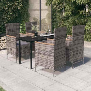 vidaXL 5-delige Tuinset met kussens grijs, Verzenden, Tuinset