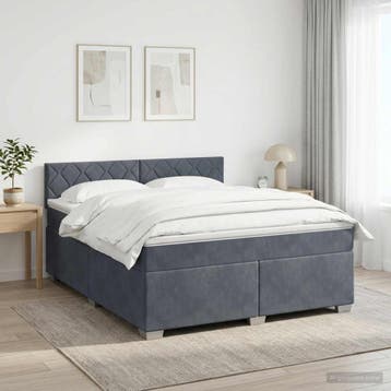 vidaXL Boxspringbed met matras Donkergrijs 180 x 200 cm, Verzenden, Nieuw
