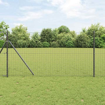 vidaXL Hekpaal 12 st Grijs Poedercoated staal, Verzenden, Nieuw