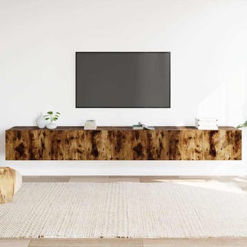 vidaXL 3-delige Tv-meubelset bewerkt hout gerookt, Verzenden
