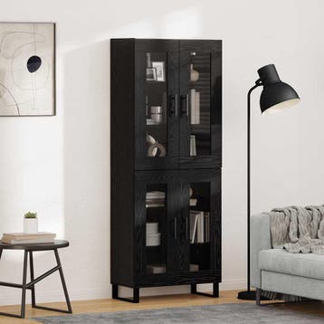 vidaXL Highboard 2 st Zwart Eiken 69,5 x 34 x 180 cm Bewerkt, Verzenden, Nieuw
