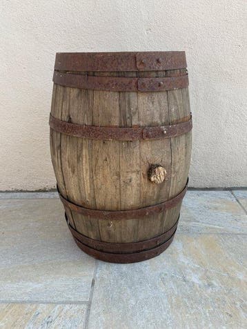 Plantentafel - Hout, Metaal - Houten vat