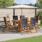 vidaXL 7-delige Tuinset massief acaciahout en textileen, Tuin en Terras, Verzenden, Nieuw, Tuinset