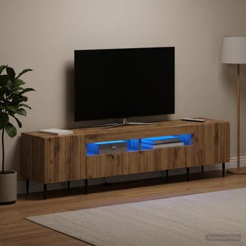 vidaXL 5-delige LED TV-kast Artisanaal eiken Bewerkt hout, Huis en Inrichting, Kasten |Televisiemeubels, Verzenden, Nieuw