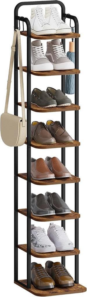 Schoenenkast - Schoenenrek - 135x30x27 cm - Bruin/Zwart - Hz, Huis en Inrichting, Kasten | Schoenenrekken, Nieuw, Verzenden