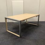 vergadertafel 180x94 cm, MDF blad licht beuken - grijs, Gebruikt, Bureau