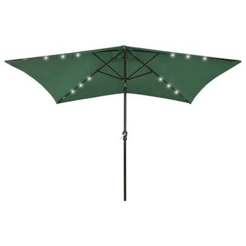 vidaXL Parasol met LEDs en stalen paal 2x3 m groen, Verzenden