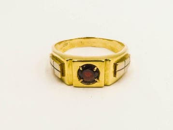 Bague - 18 carats Or jaune, Or blanc Grenat, Bijoux, Sacs & Beauté