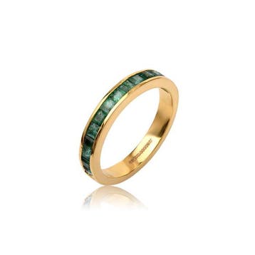 Eeuwigheidsring - 14 karaat Geel goud - 1.10ct. tw. Smaragd