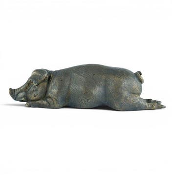 sculptuur, Relaxing Pig - 32 cm in length - 8 cm - Brons