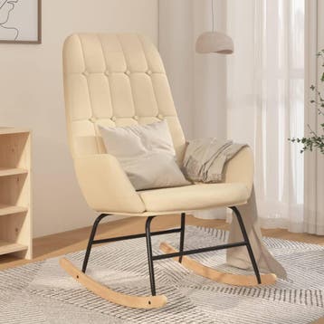 vidaXL Schommelstoel stof crèmekleurig, Verzenden, Nieuw