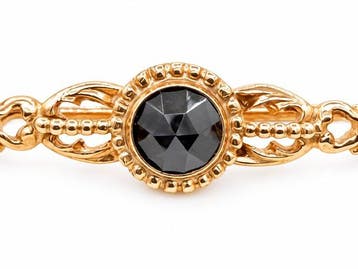 Bijou broche - 14 carats Or jaune Onyx - Grenat 14 carats