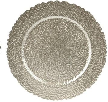 Onderbord Barok Rond Zilver 33 cm, Nieuw