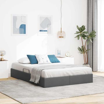 vidaXL Ottoman Bedframe met opslag Donkergrijs 140 x 200 cm, Verzenden