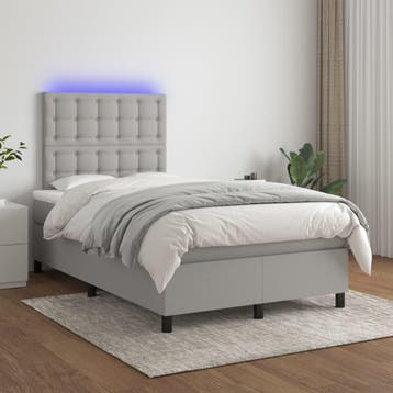 vidaXL Boxspring met matras en LED stof lichtgrijs 120x200, Verzenden, Nieuw