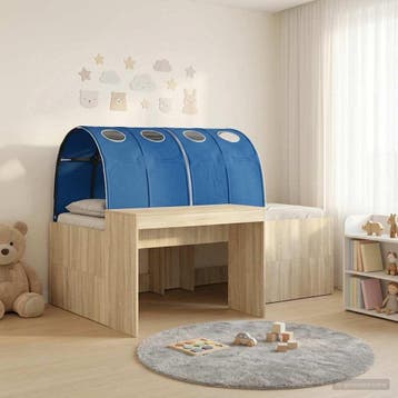 vidaXL Bed met Tunnel 3 st Artisian Eik en Blauw Bewerkt, Huis en Inrichting, Slaapkamer | Bedden, Verzenden, Nieuw